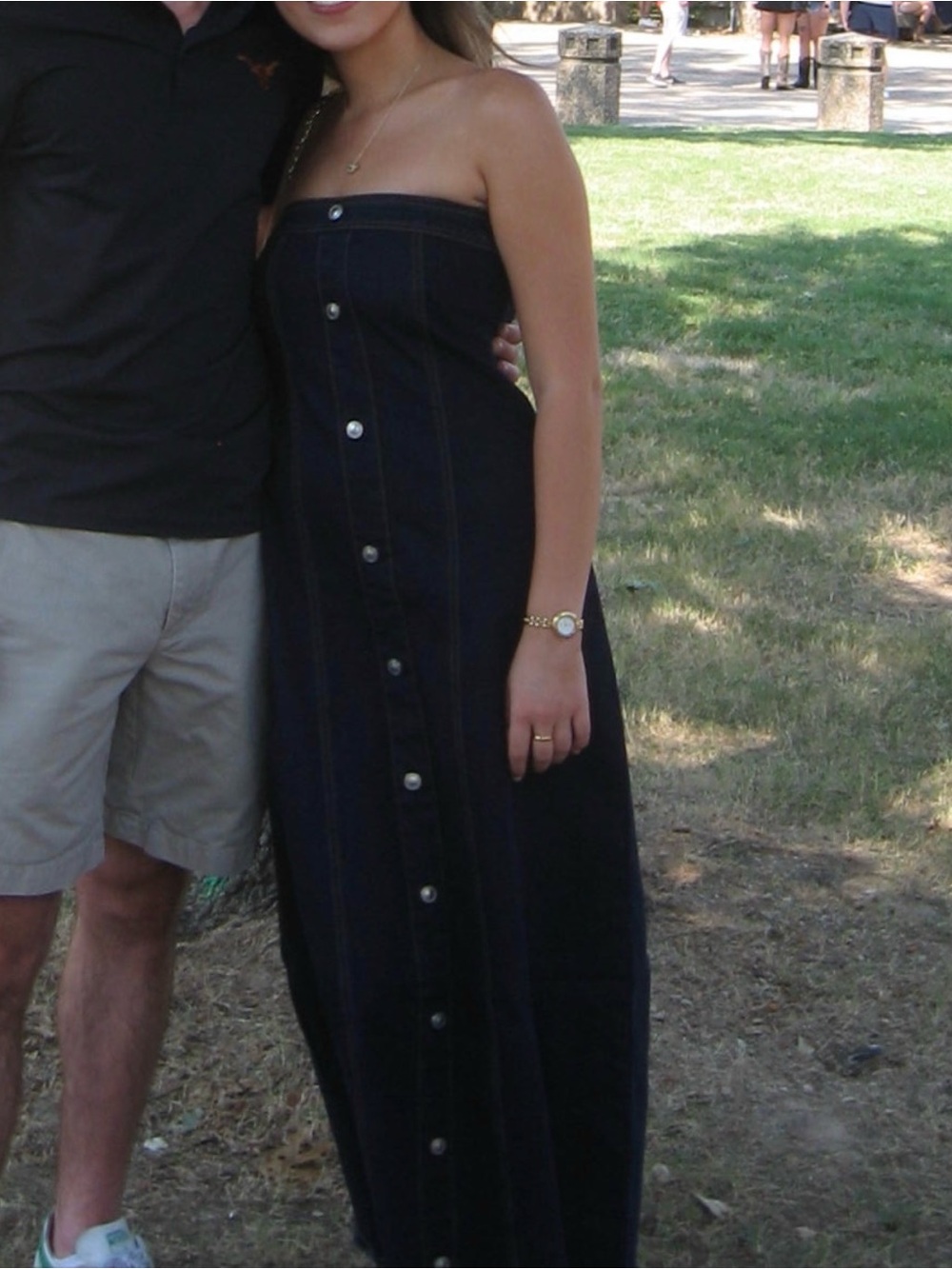 Princess Polly Strapless Dark Indigo Button-Front Denim Maxi Dress - Picture 3 of 3